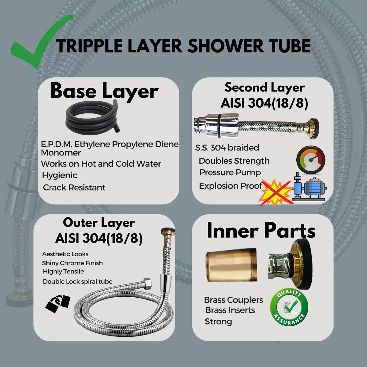 Shower tube s s heavy radial 304 - Image 4