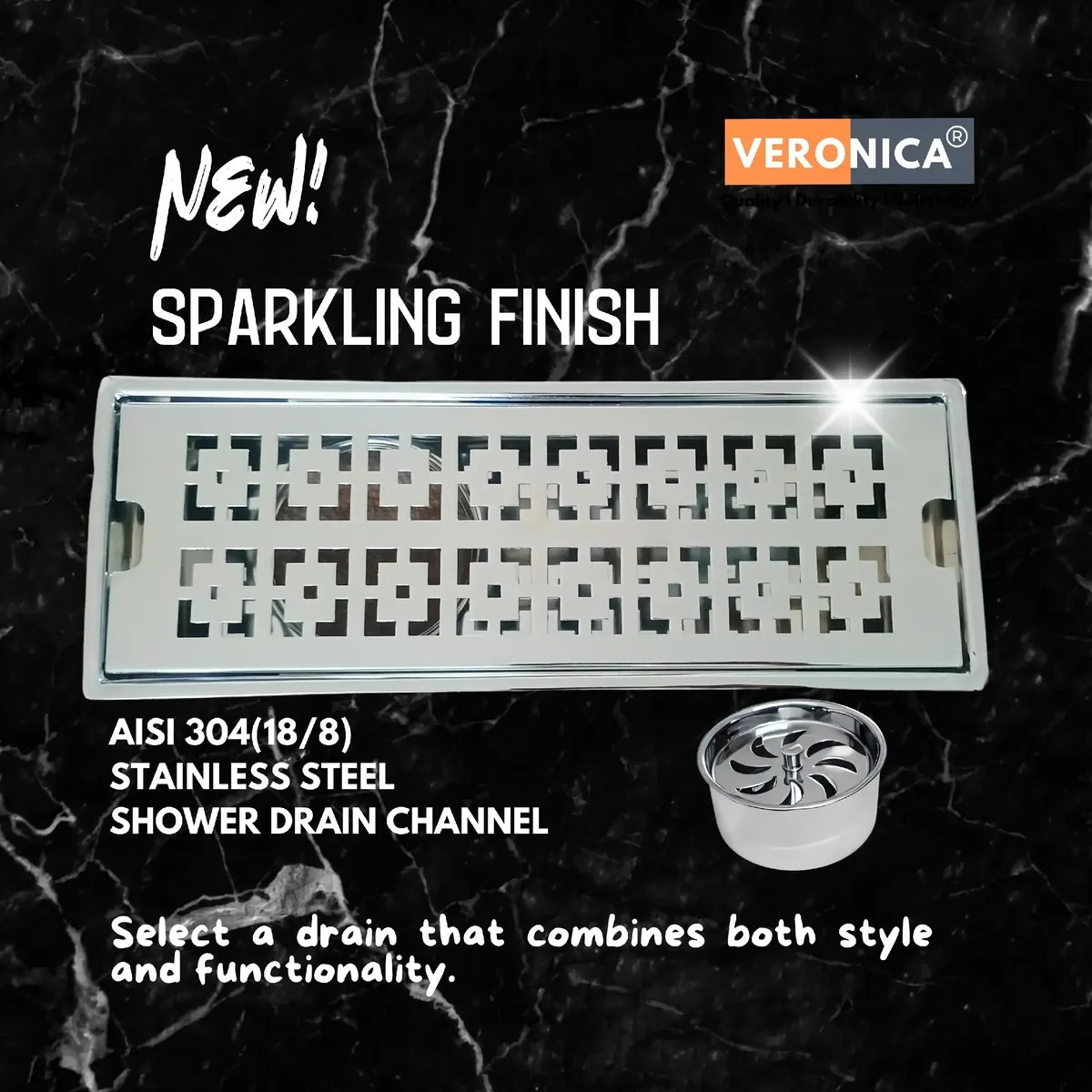 Shower drain channel Glossy bathroom jali 304 grade - Image 3