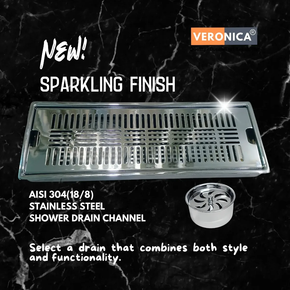 Shower drain channel Glossy bathroom jali 304 grade - Image 4