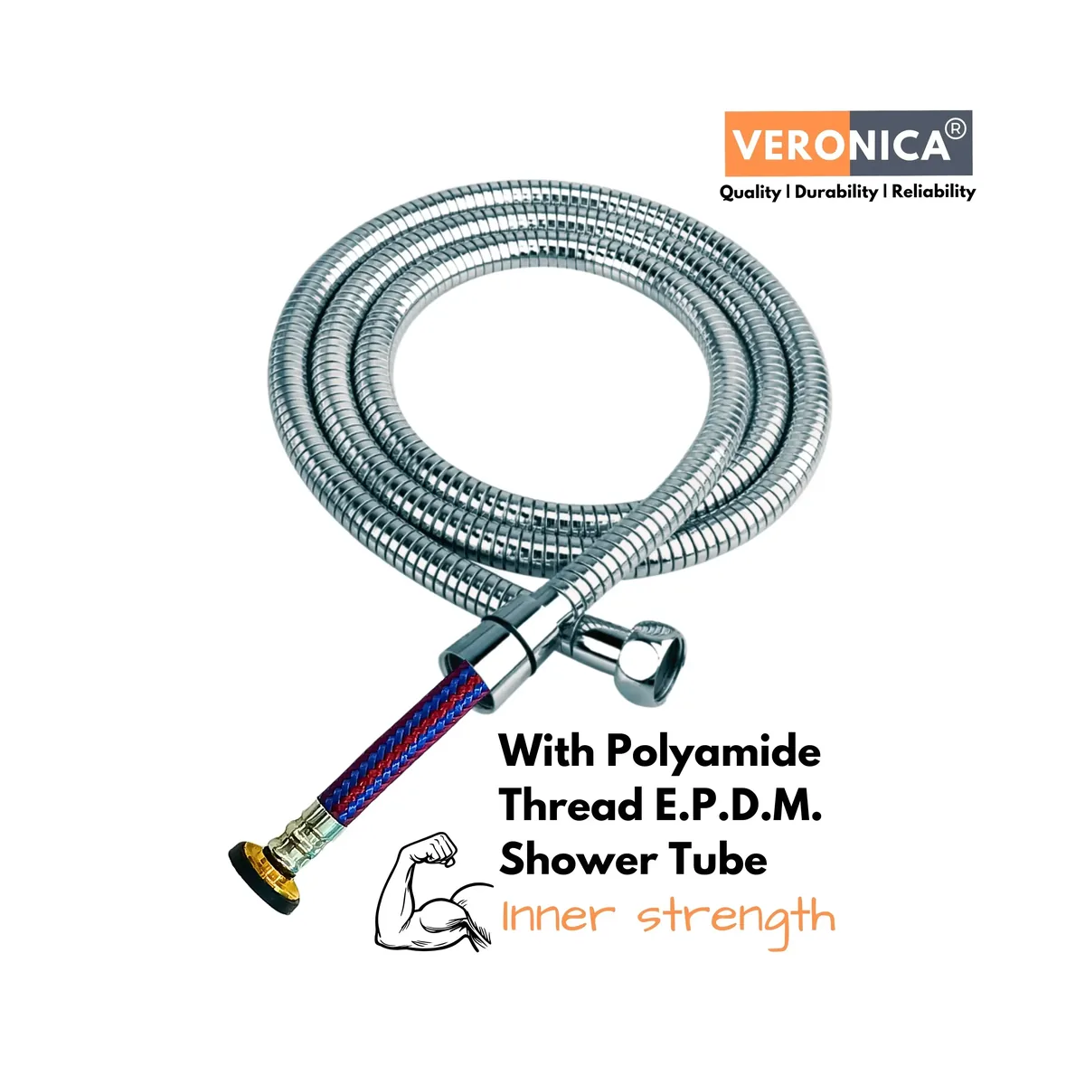 Shower Tube stainless steel braided with polyamide